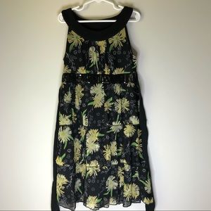 Young girls Black & Yellow Floral Dress